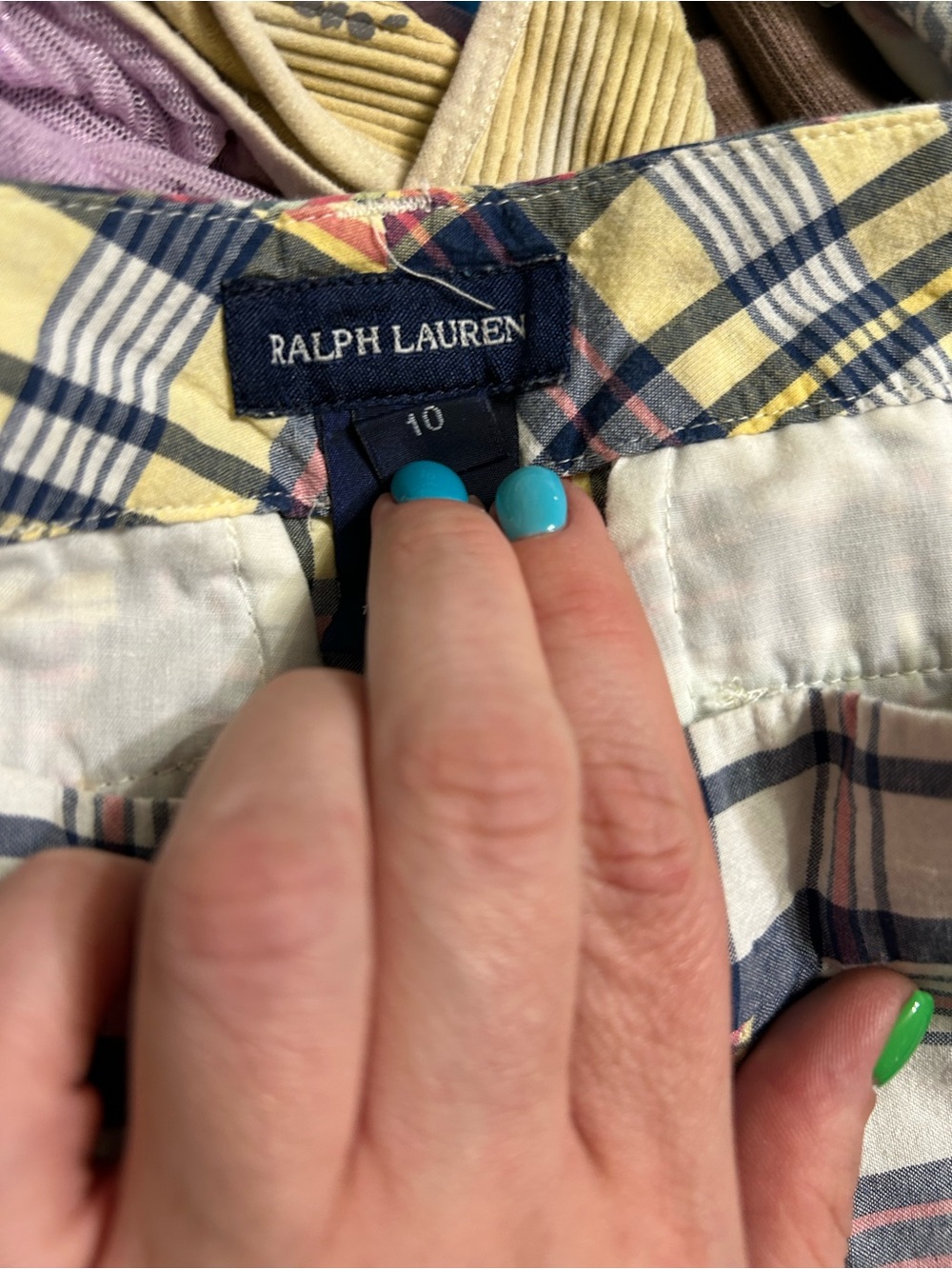 3/$30 Ralph Lauren Boys Madras Plaid Shorts Size 10 Preppy Cotton - Picture 3 of 4